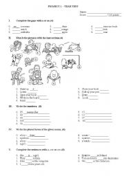 English Worksheet: Project 1 - year test