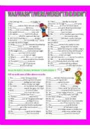 English Worksheet: WAS/WASNT/WERE/WERENT/DID/DIDNT