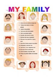 English Worksheet: READ AND FIND  THE  FAMILY MEMBERS