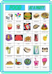 English Worksheet: Food. At a party