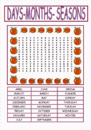 English Worksheet: Days Months Seasons