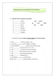 English Worksheet: Present Simple and Parts of the House