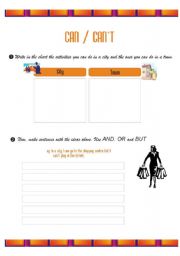 English worksheet: Can/ Cant