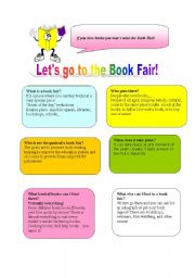 English worksheet: Lets go to the book fair!