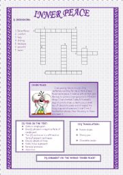 English worksheet: INNER PEACE