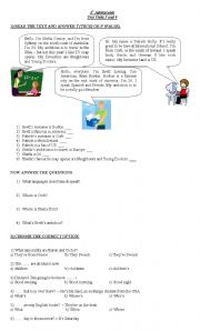 English worksheet: Reading and  other exercises