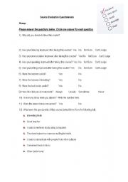 English Worksheet: Course Evaluation