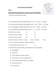 English worksheet: Course Evaluation