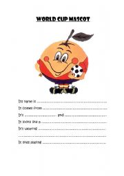 English Worksheet: World cup mascot 
