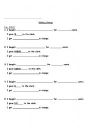 English worksheet: making change