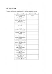 English Worksheet: Time in Words