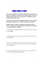 English Worksheet: Puns Upon a Time: worksheet on puns