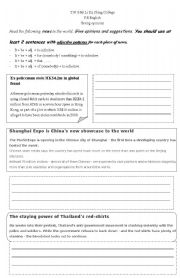 English Worksheet: Giving opinions on news 