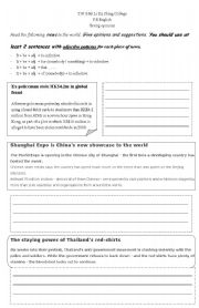 English worksheet: Giving opinions on news 