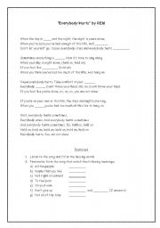 Song worksheet focusing on adverbs of frequency