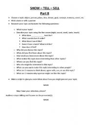 English Worksheet: Advanced Show and Tell
