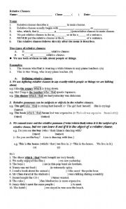 English Worksheet: Relative Clauses