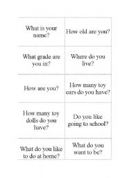 English Worksheet: Introduce myself card game with points