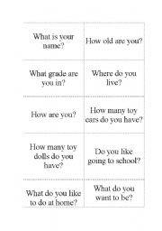 English worksheet: Introduce myself card game with points