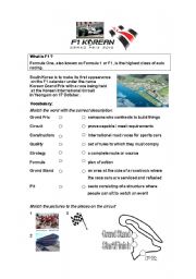 English Worksheet: F1 Korea