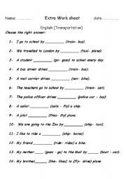 English worksheet: transportation 