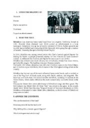 English Worksheet: Reading - Metallica