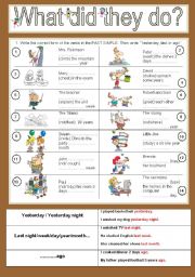 Past simple of regular verbs + particles