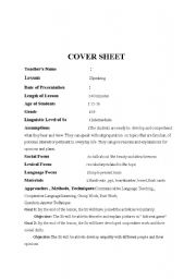 English worksheet: speaking lesson plan 