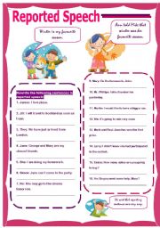 English Worksheet: Reported speech