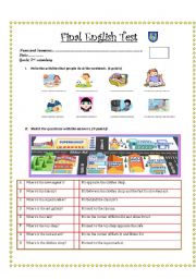 English Worksheet: English test for 4th grade secondary