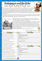 English Worksheet: SHAKESPEARE AND THE GLOBE