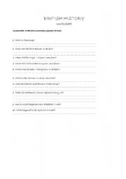 English Worksheet: British history worksheet