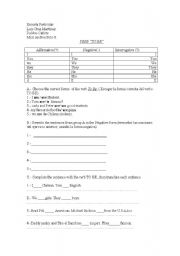 English worksheet: verb to be