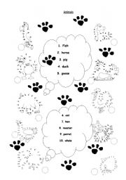 English Worksheet: Draw animals and name them