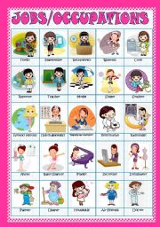 English Worksheet: JOBS/OCCUPATIONS - PICTIONARY/POSTER(Fully editable)