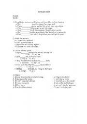 English worksheet: first conditional test