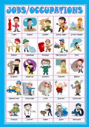 English Worksheet: JOBS/OCCUPATIONS - PICTIONARY/POSTER(Fully editable)