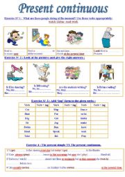 English Worksheet: Present continous  4 activities+ keys