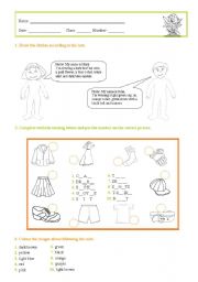 English Worksheet: Clothes and colours