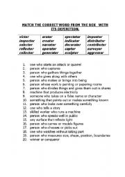 English worksheet: Occupations (and more...) - nouns ending in  -or