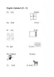 English worksheet: Alphabet O-Z