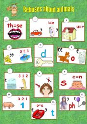 English Worksheet: Rebuses about animals