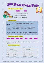 English Worksheet: PLURALS