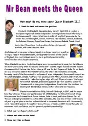 English Worksheet: Mr Bean meets the Queen- VIDEO SESSION (6:24)