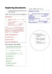 English worksheet: Exploring documents