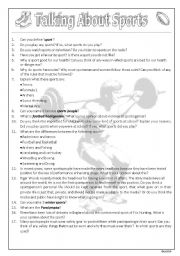 English Worksheet: Talking About Sports