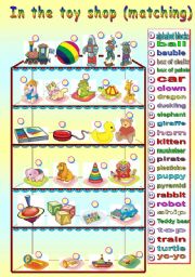 English Worksheet: In the toy shop - Matching