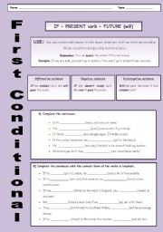 English Worksheet: First Conditional Worksheet
