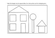 English Worksheet: Color the shapes correctly