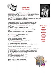 English Worksheet: Maggie May Lyrics by Rod Stewart